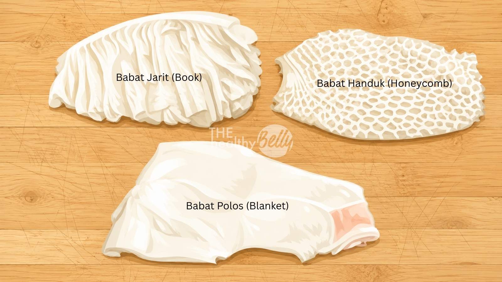 Berbaga jenis babat sapi, babat jarit book, babat handuk honeycomb, babat polos blanket.